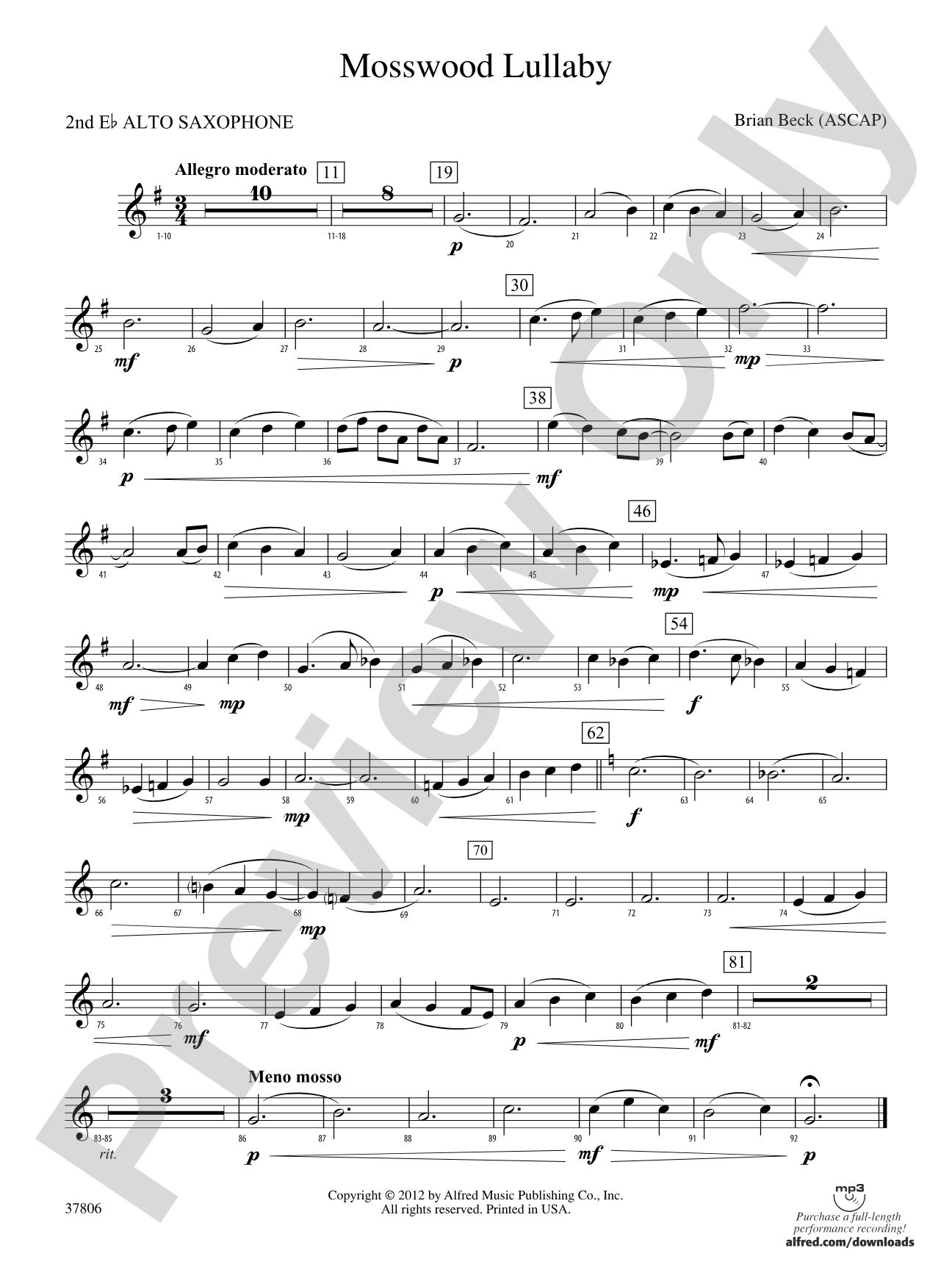 Mosswood Lullaby: 2nd E-flat Alto Saxophone