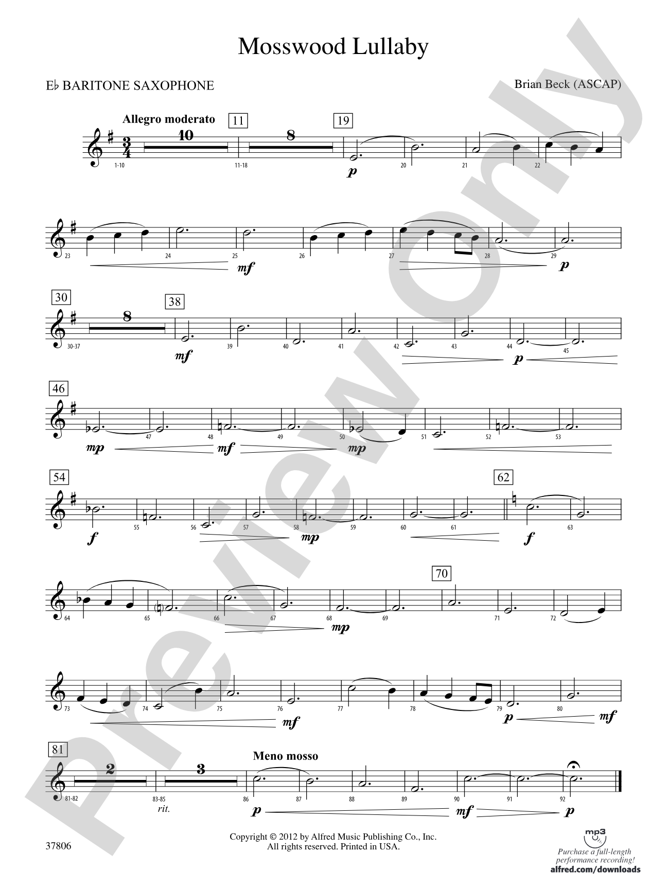 Mosswood Lullaby: E-flat Baritone Saxophone