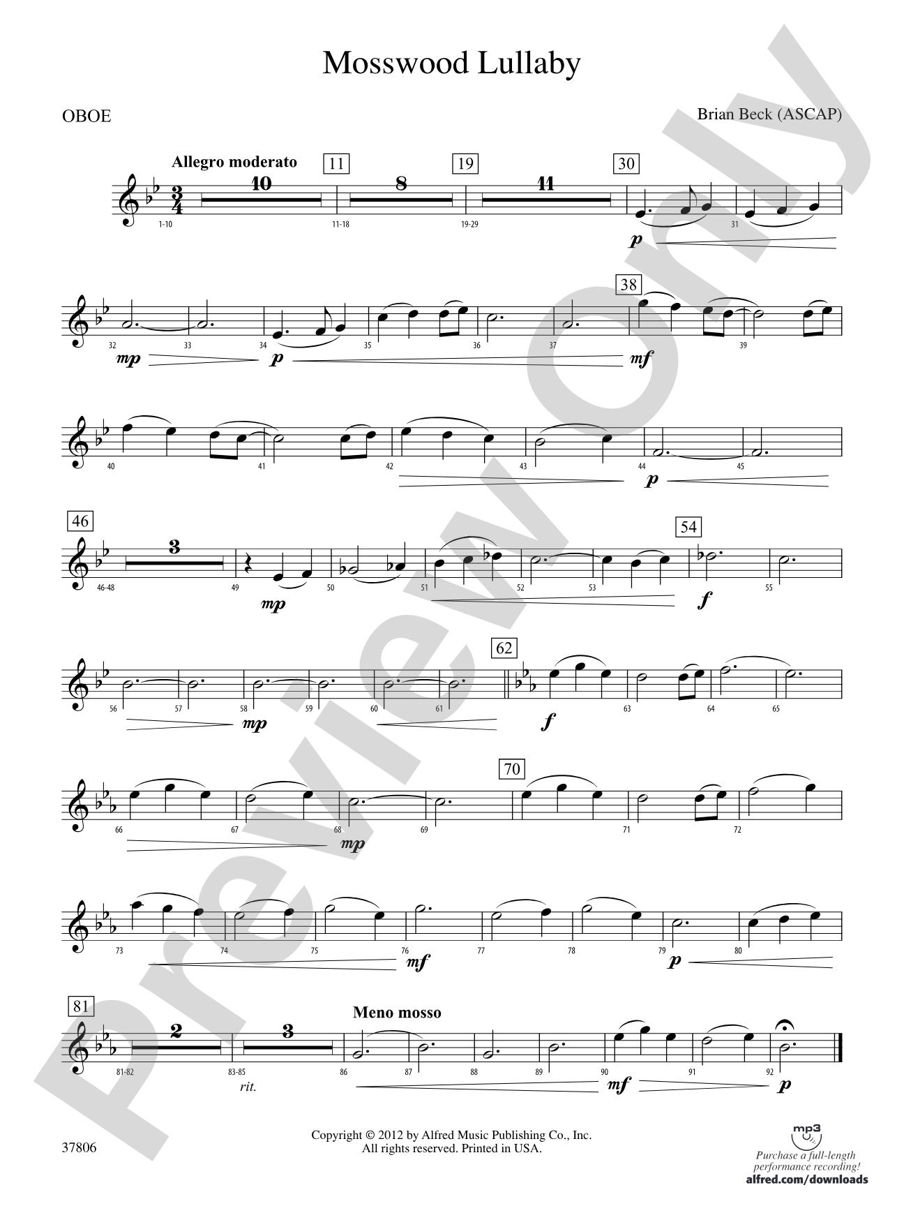Mosswood Lullaby: Oboe