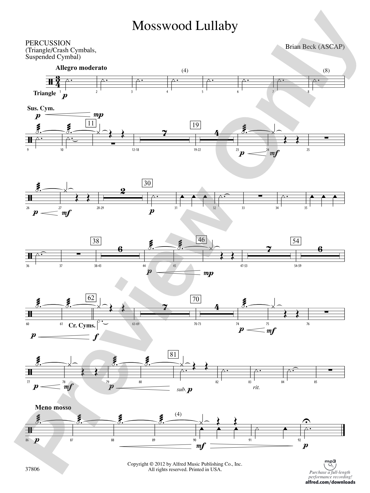 Mosswood Lullaby: 1st Percussion