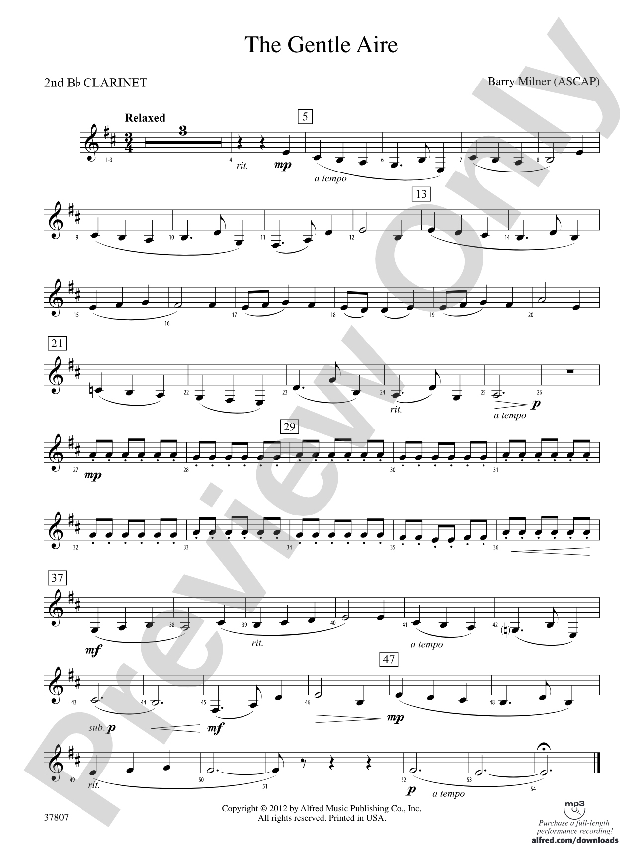 The Gentle Aire: 2nd B-flat Clarinet