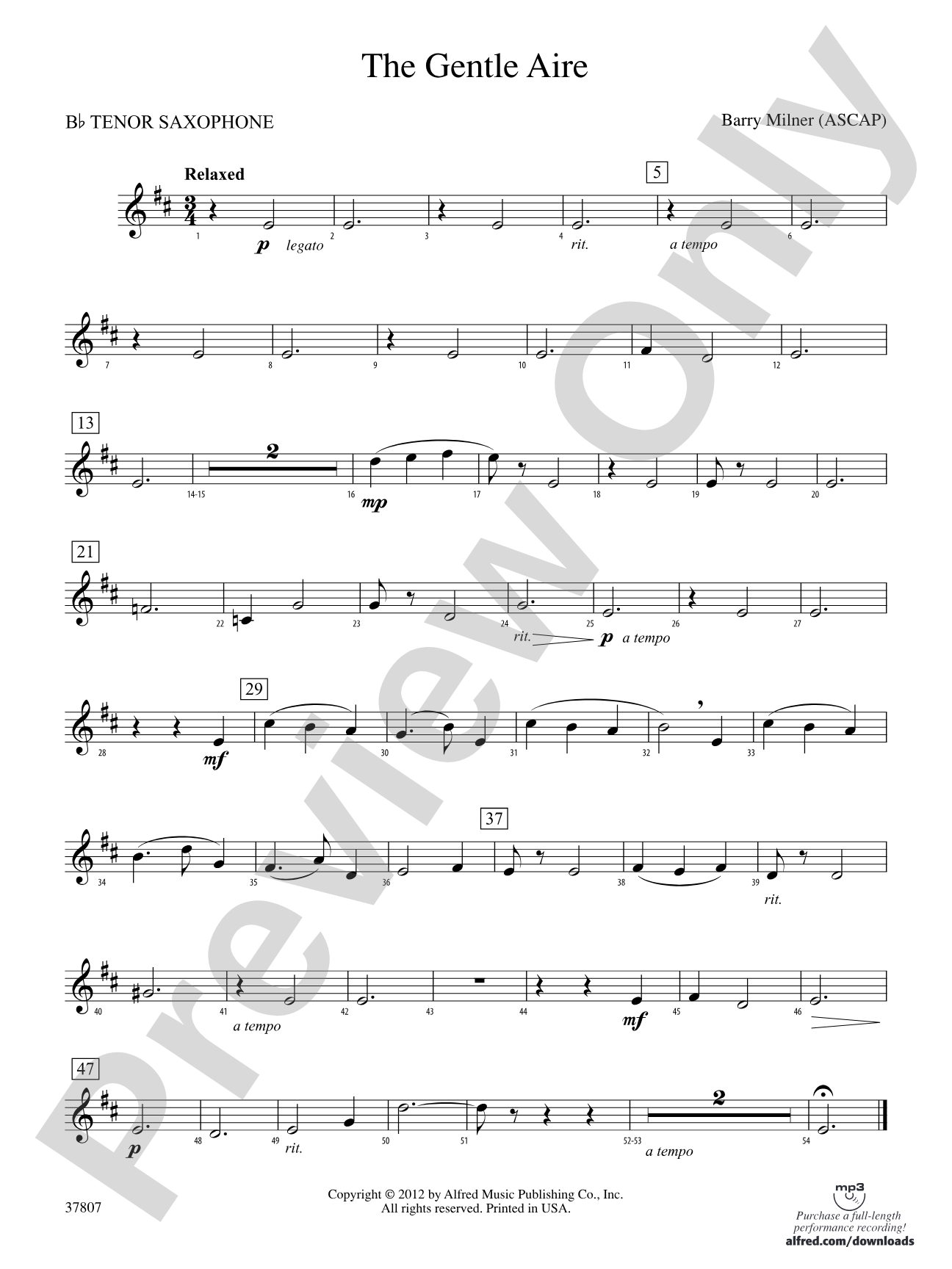 The Gentle Aire: B-flat Tenor Saxophone
