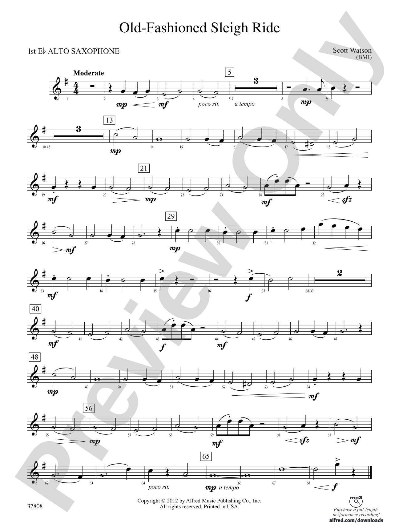 Old-Fashioned Sleigh Ride: E-flat Alto Saxophone