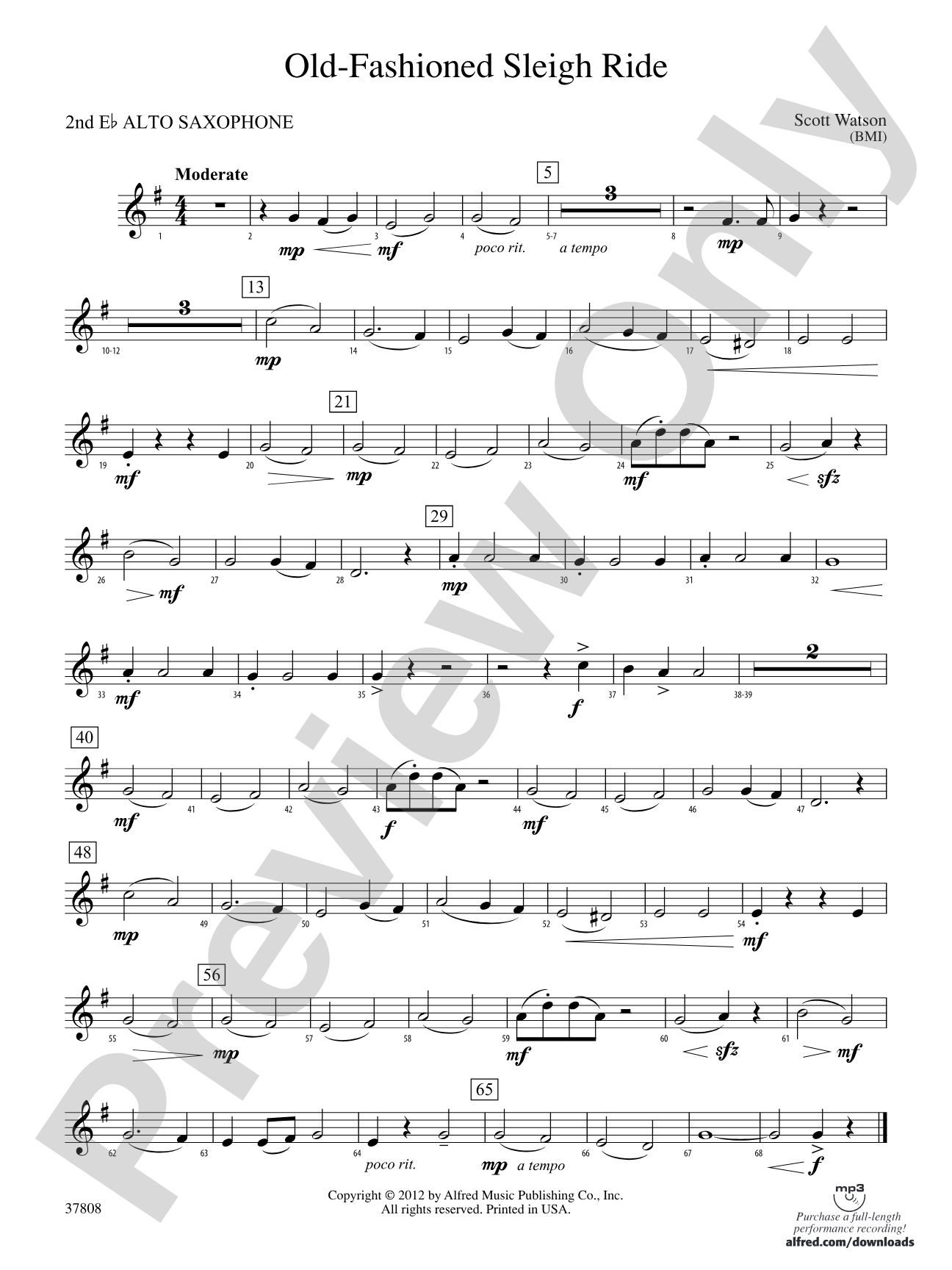 Old-Fashioned Sleigh Ride: 2nd E-flat Alto Saxophone