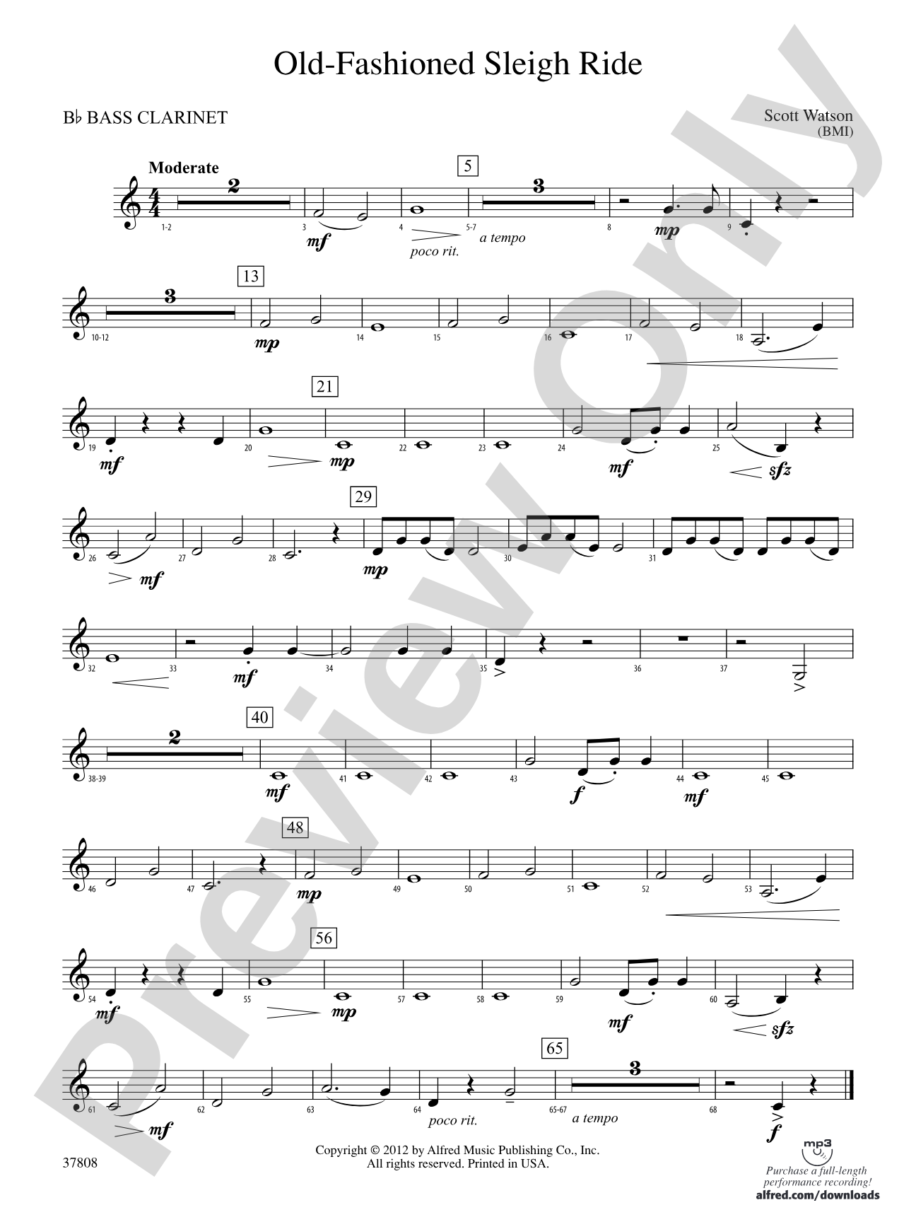 Old-Fashioned Sleigh Ride: B-flat Bass Clarinet