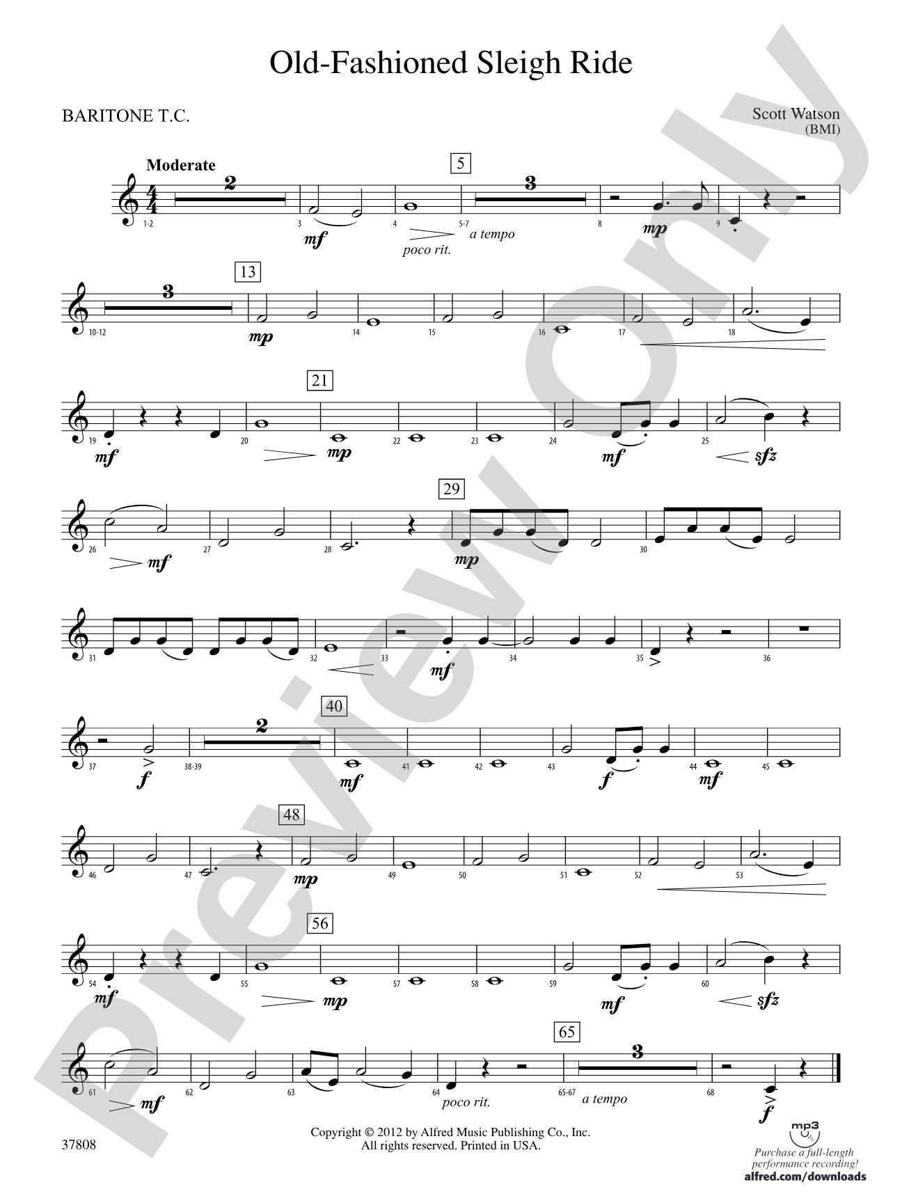 Old-Fashioned Sleigh Ride: Baritone T.C.