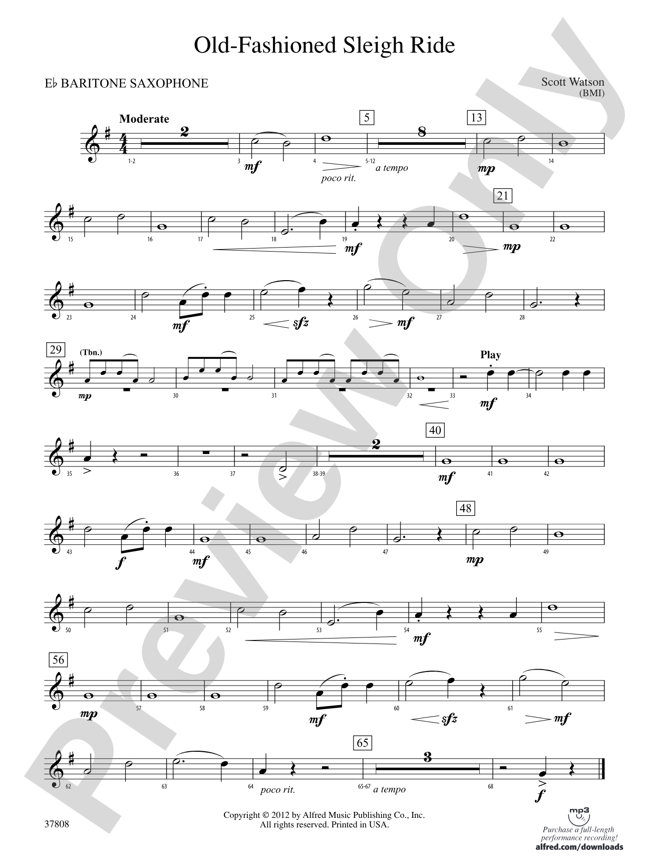 Old-Fashioned Sleigh Ride: E-flat Baritone Saxophone