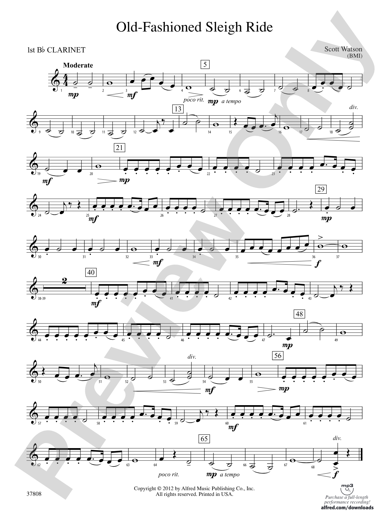 Old-Fashioned Sleigh Ride: 1st B-flat Clarinet