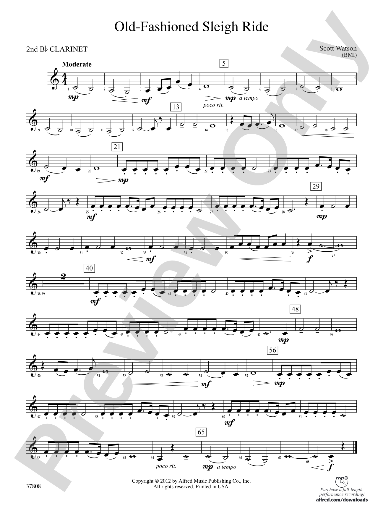 Old-Fashioned Sleigh Ride: 2nd B-flat Clarinet