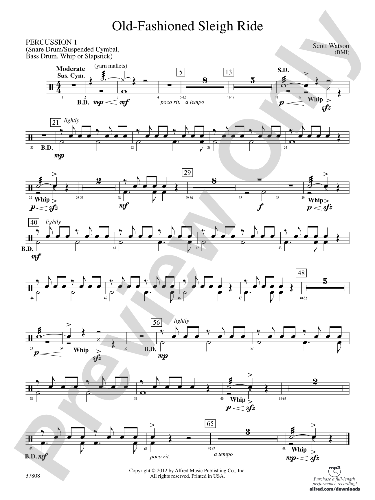 Old-Fashioned Sleigh Ride: 1st Percussion