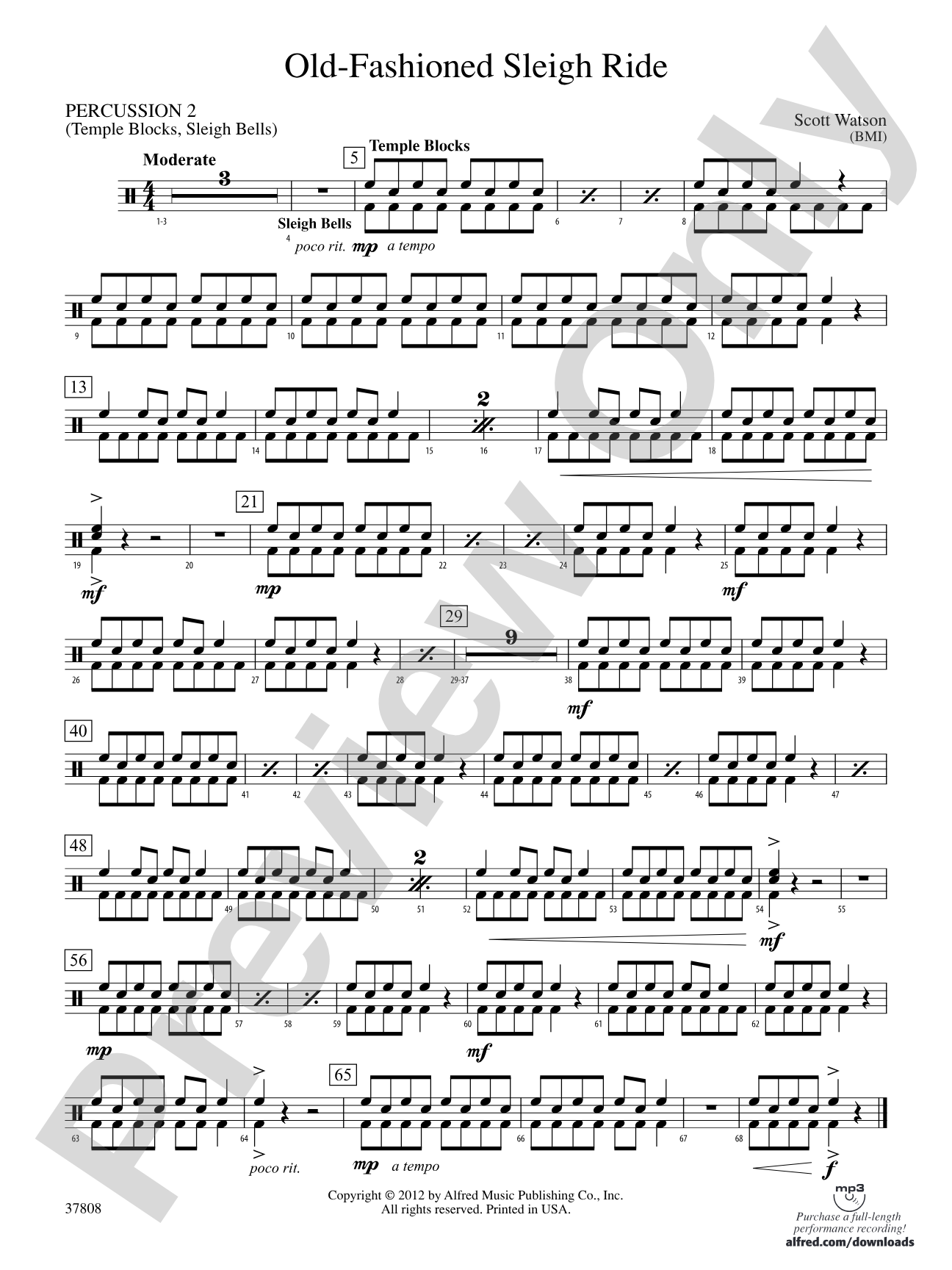 Old-Fashioned Sleigh Ride: 2nd Percussion