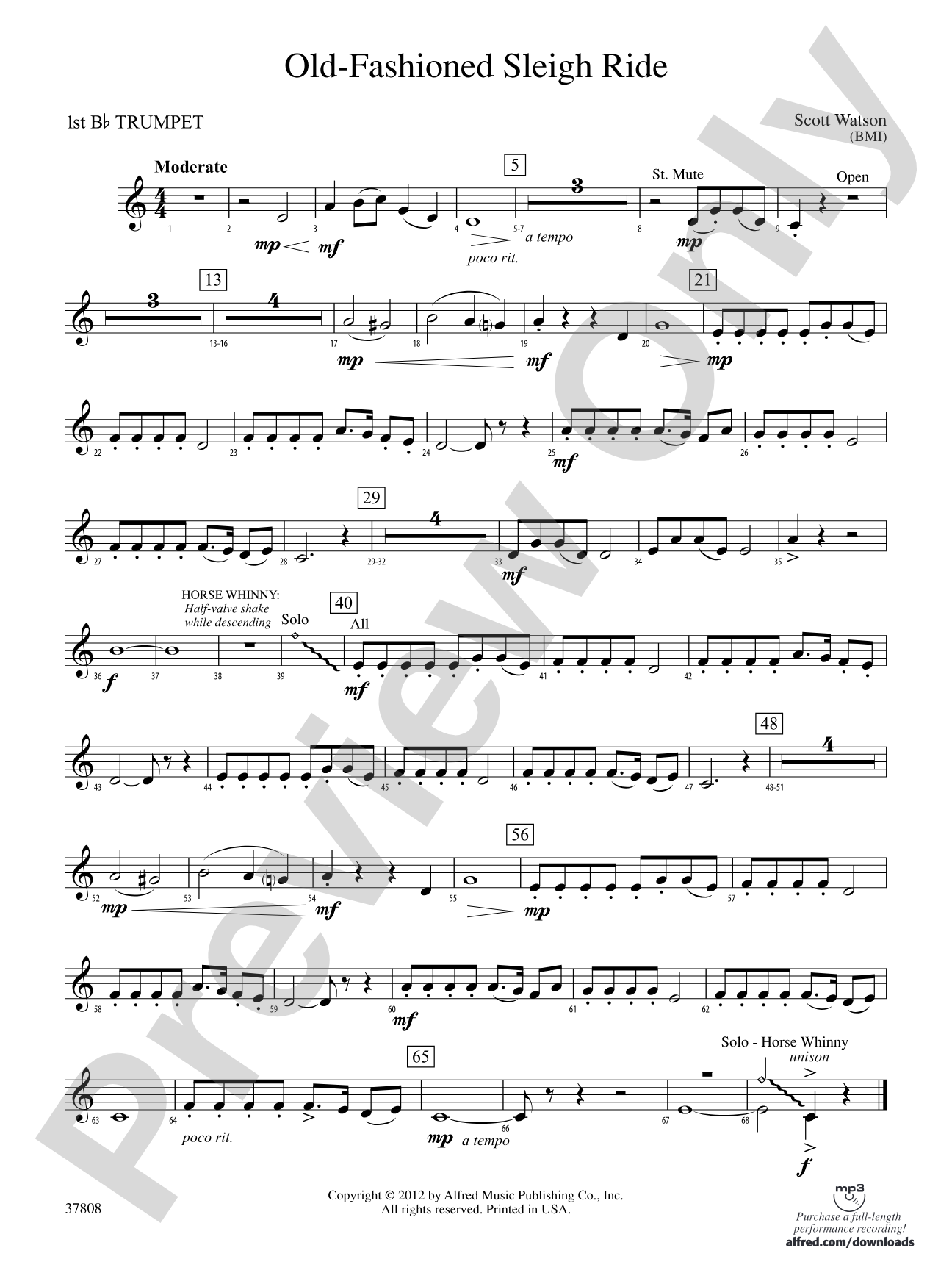 Old-Fashioned Sleigh Ride: 1st B-flat Trumpet
