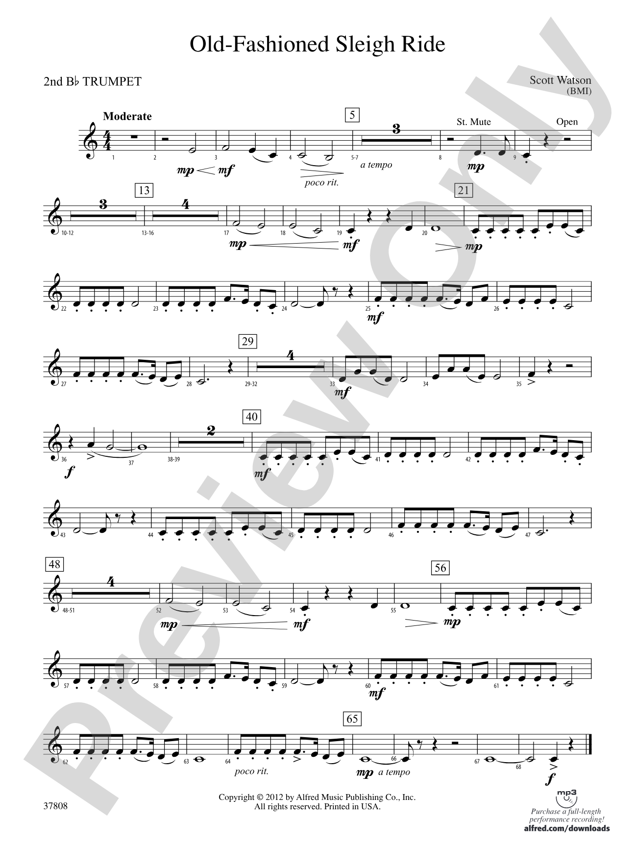 Old-Fashioned Sleigh Ride: 2nd B-flat Trumpet