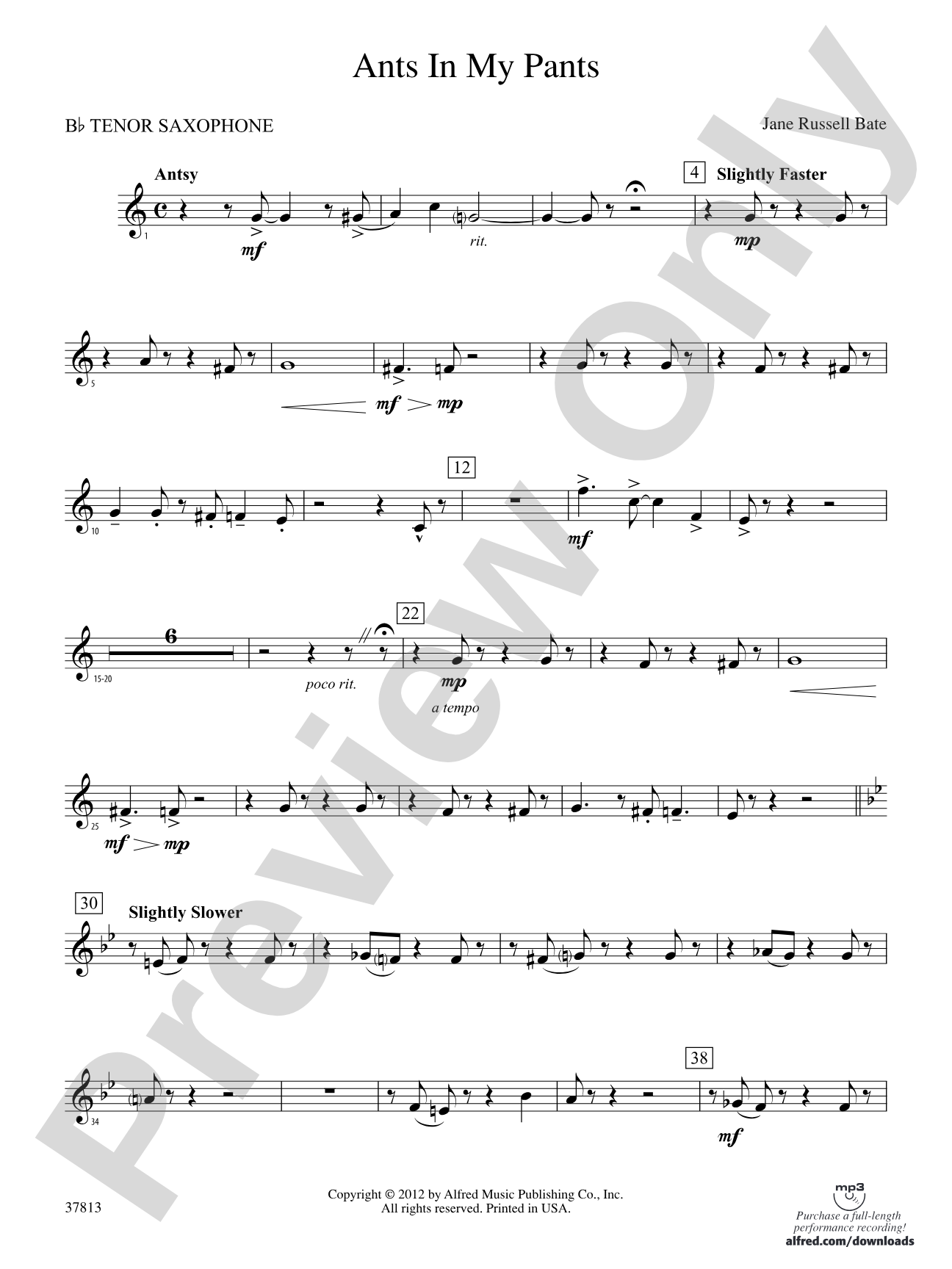 Ants in My Pants: B-flat Tenor Saxophone