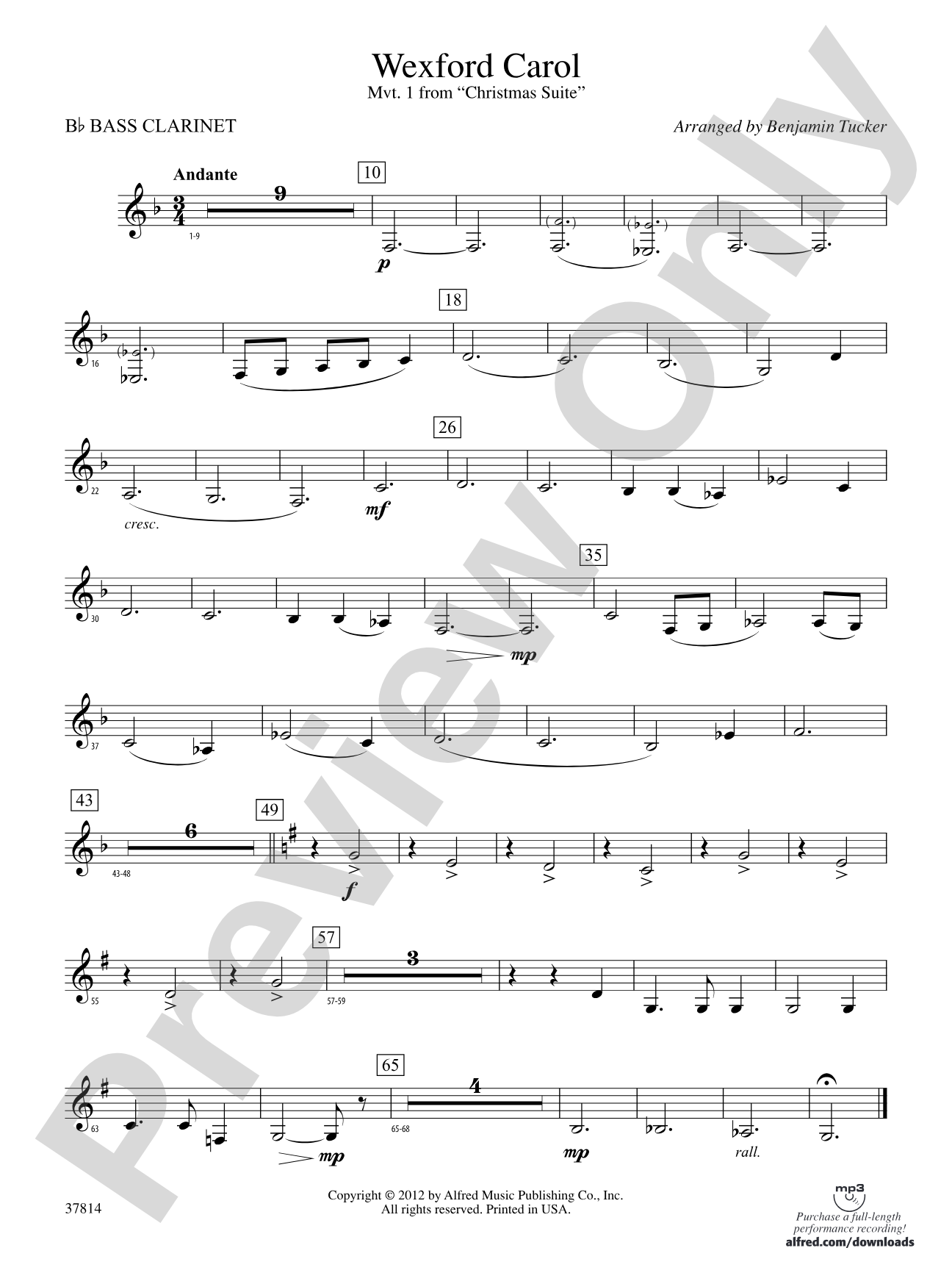 Wexford Carol: B-flat Bass Clarinet
