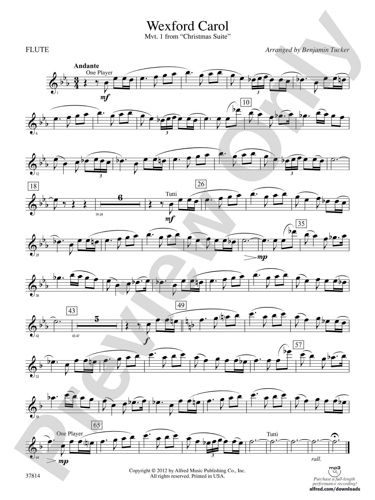 Wexford Carol: Flute