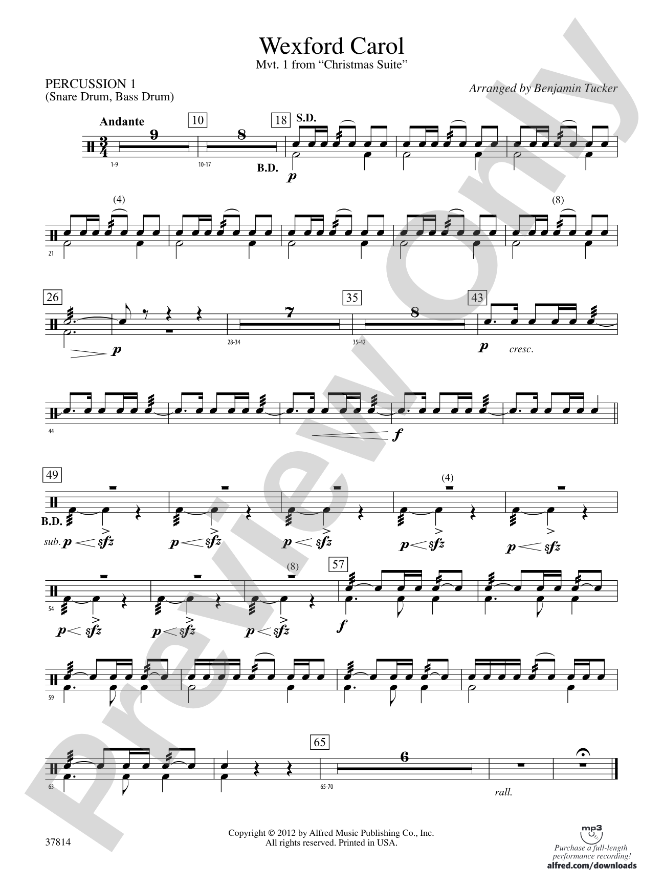 Wexford Carol: 1st Percussion