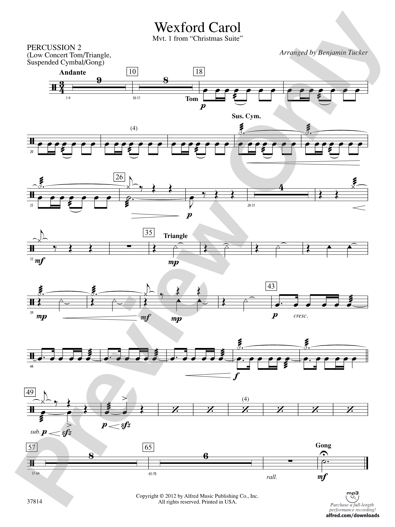 Wexford Carol: 2nd Percussion