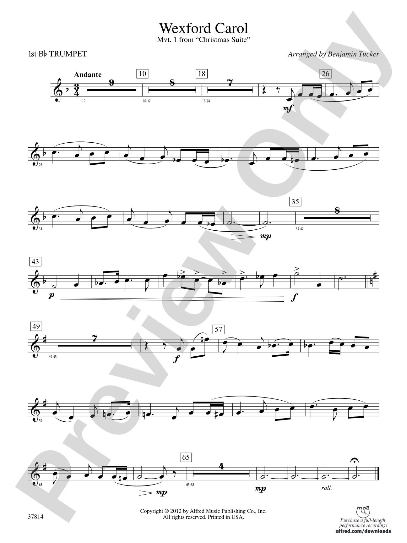 Wexford Carol: 1st B-flat Trumpet