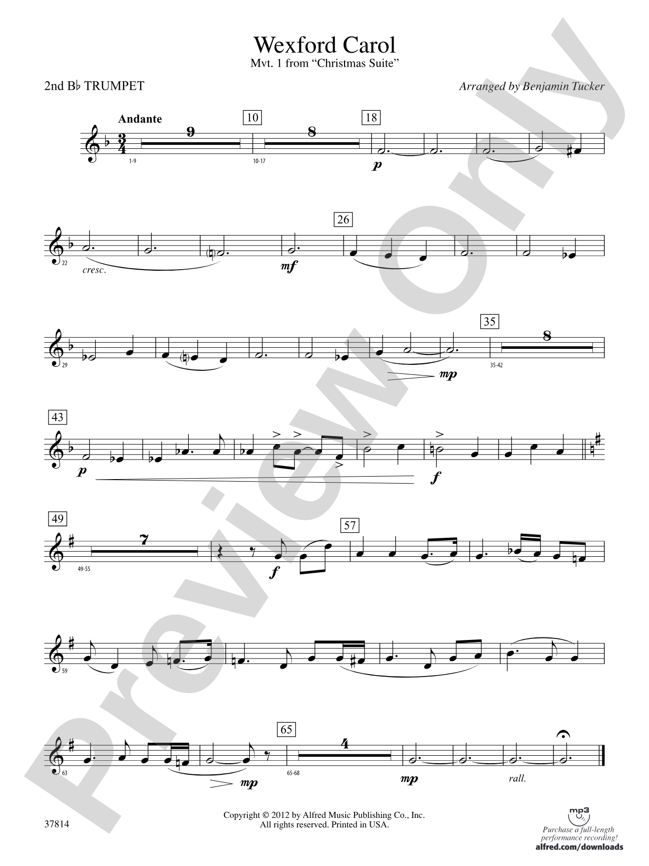 Wexford Carol: 2nd B-flat Trumpet