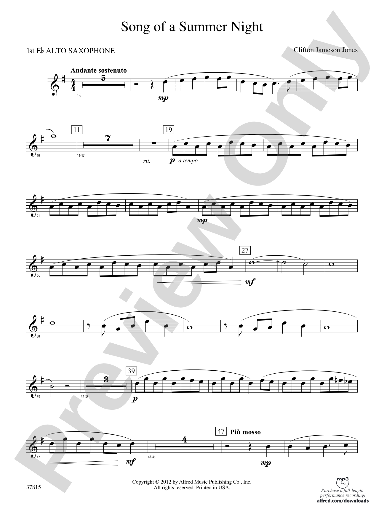 Song of a Summer Night: E-flat Alto Saxophone