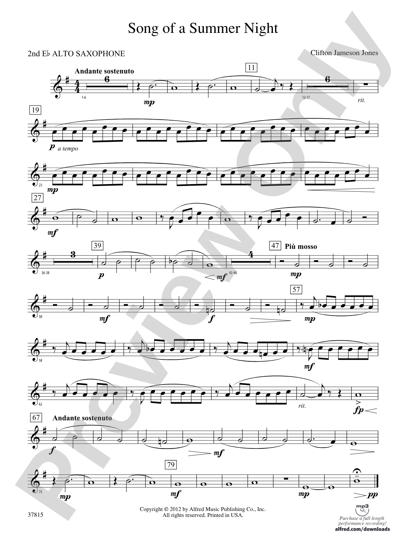 Song of a Summer Night: 2nd E-flat Alto Saxophone