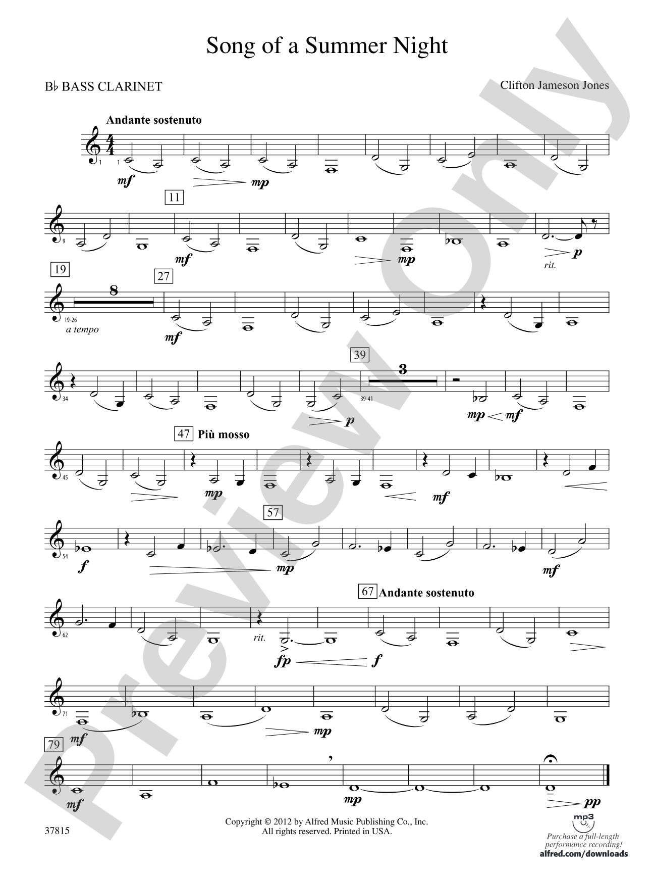 Song of a Summer Night: B-flat Bass Clarinet