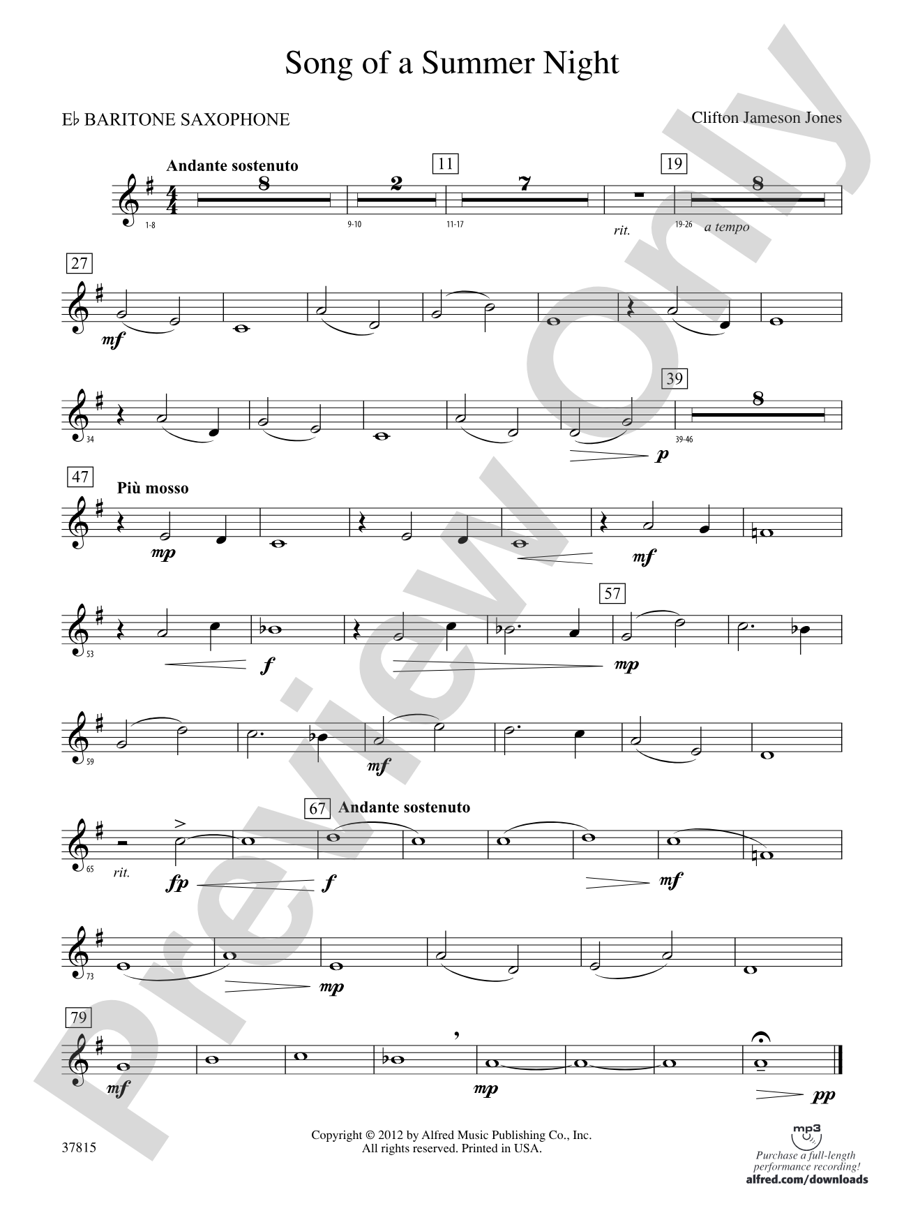Song of a Summer Night: E-flat Baritone Saxophone