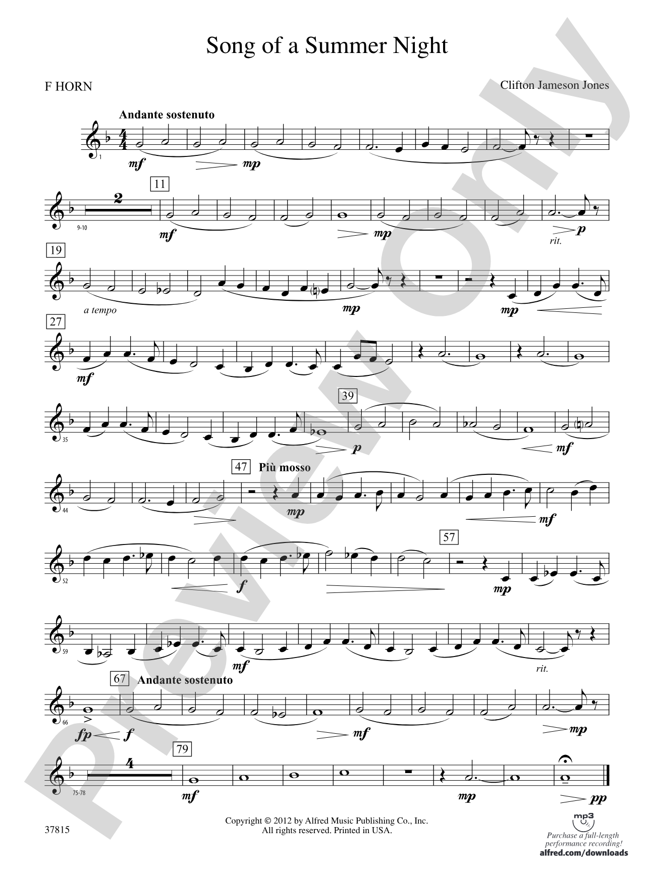 Song of a Summer Night: 1st F Horn
