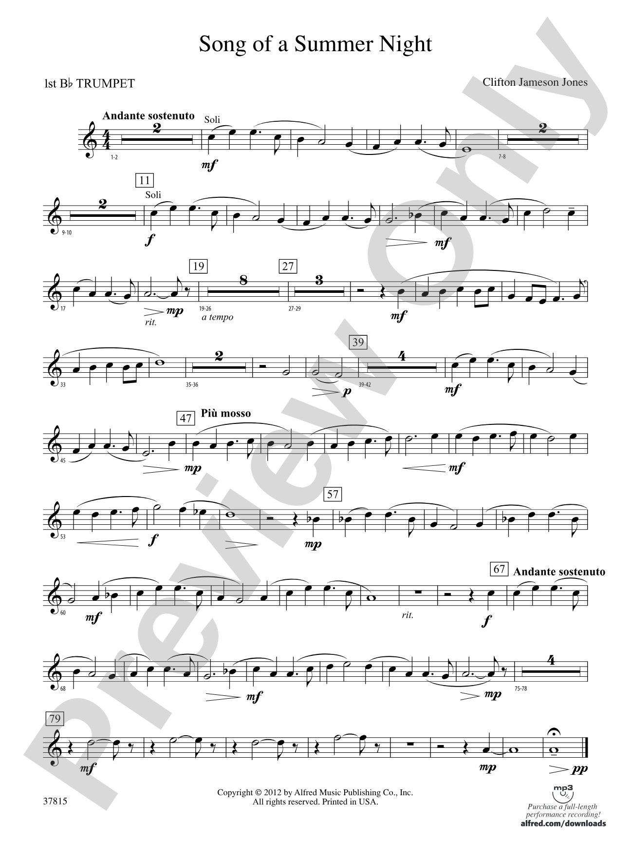 Song of a Summer Night: 1st B-flat Trumpet