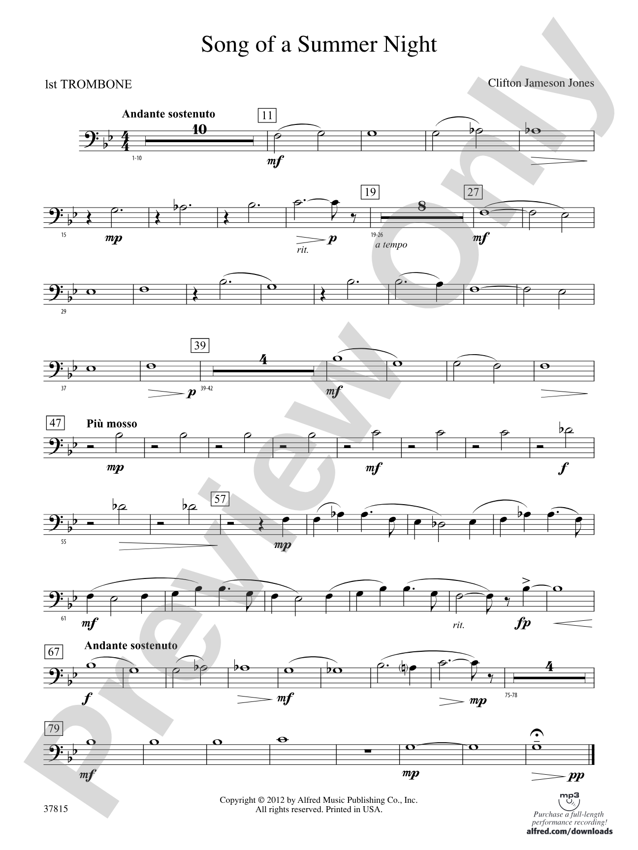 Song of a Summer Night: 1st Trombone