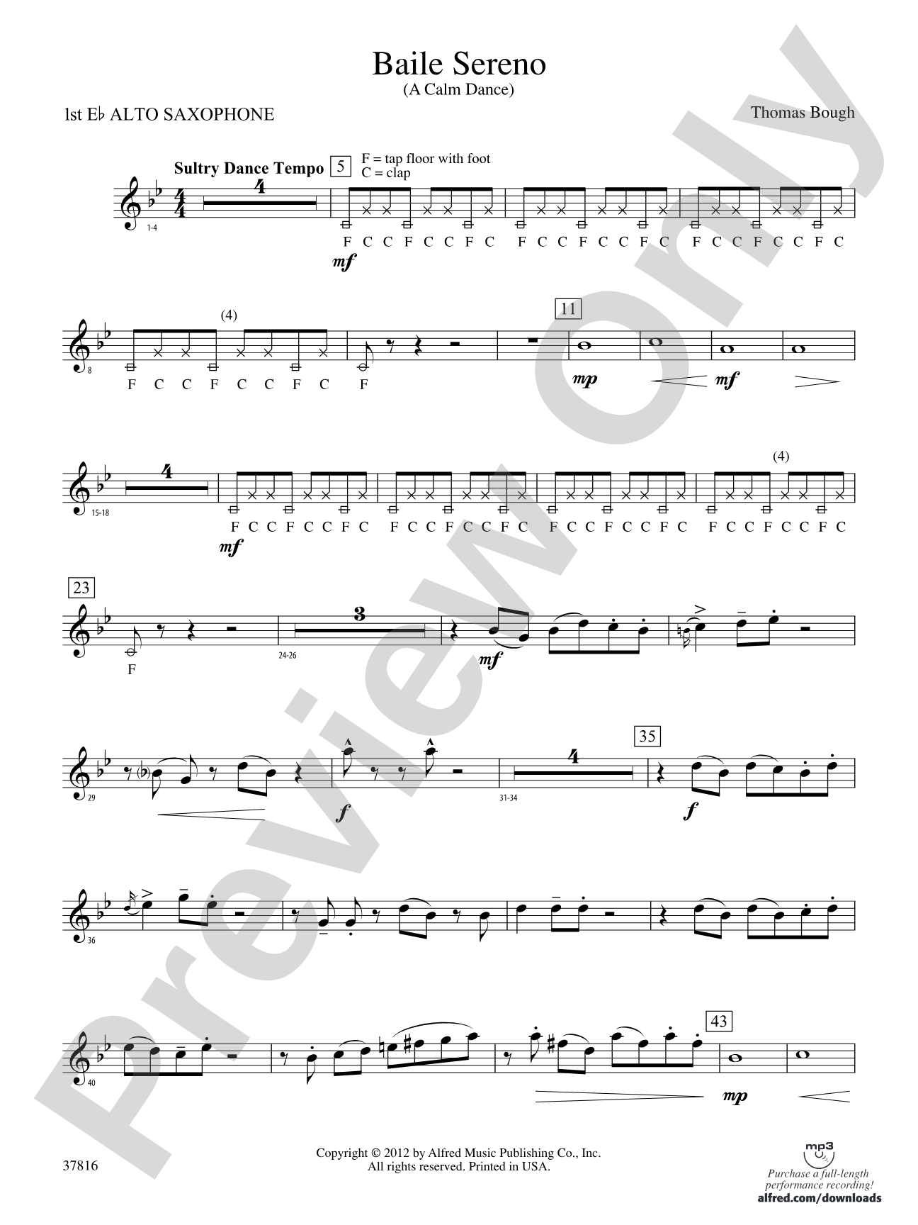 Baile Sereno: E-flat Alto Saxophone