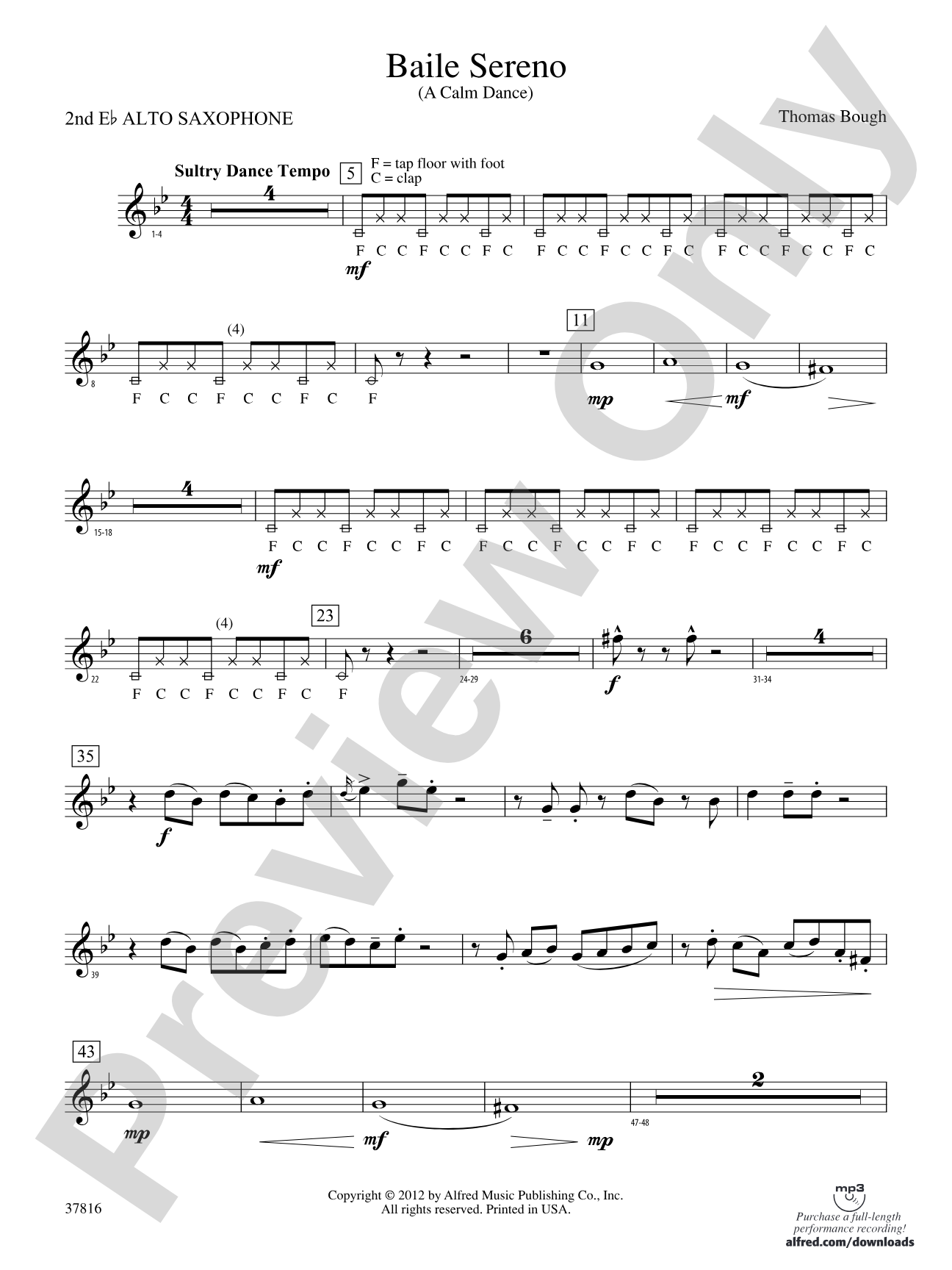 Baile Sereno: 2nd E-flat Alto Saxophone