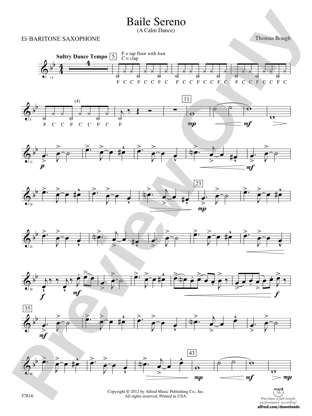 Baile Sereno: E-flat Baritone Saxophone