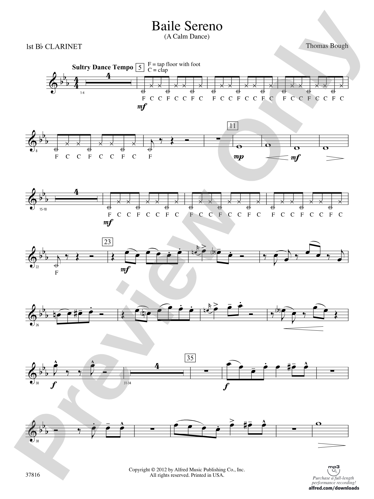 Baile Sereno: 1st B-flat Clarinet