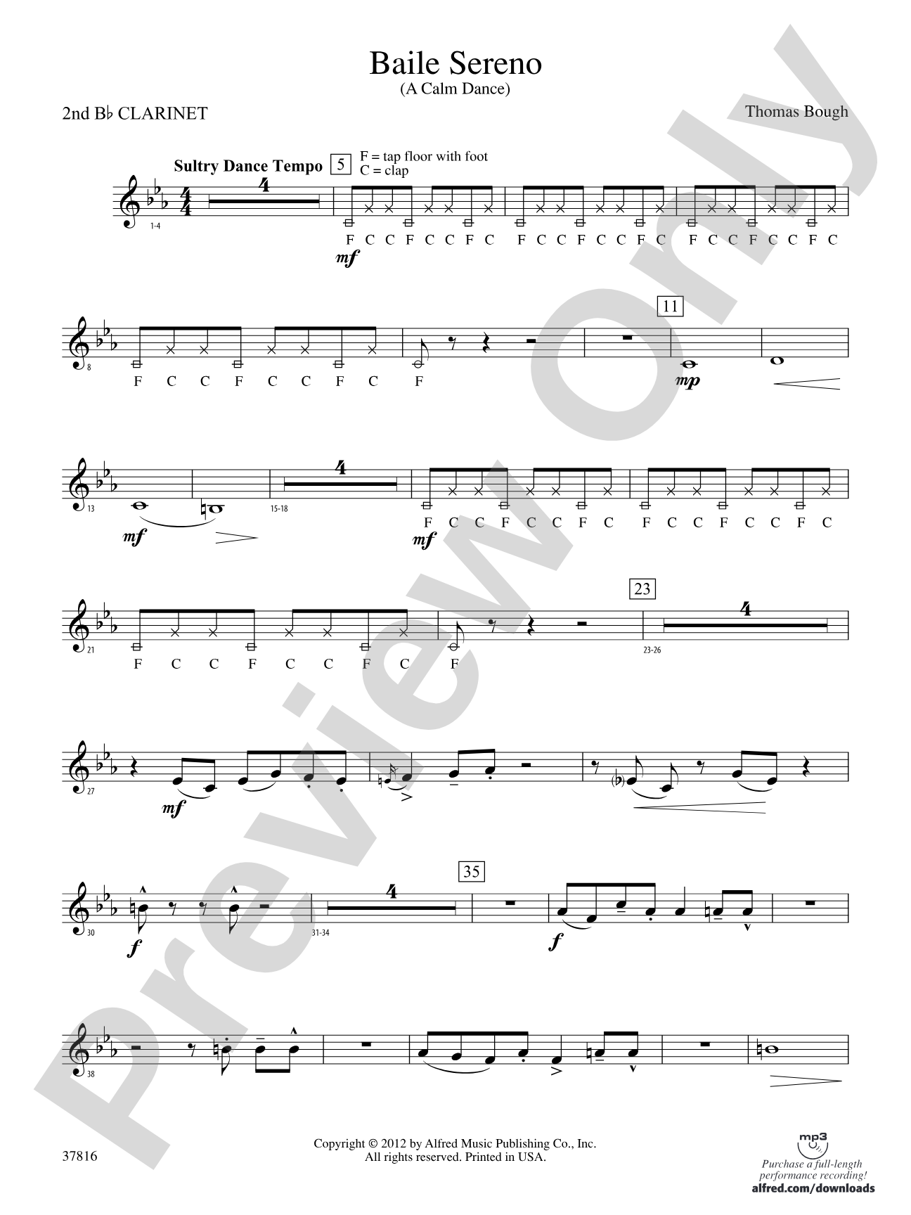Baile Sereno: 2nd B-flat Clarinet