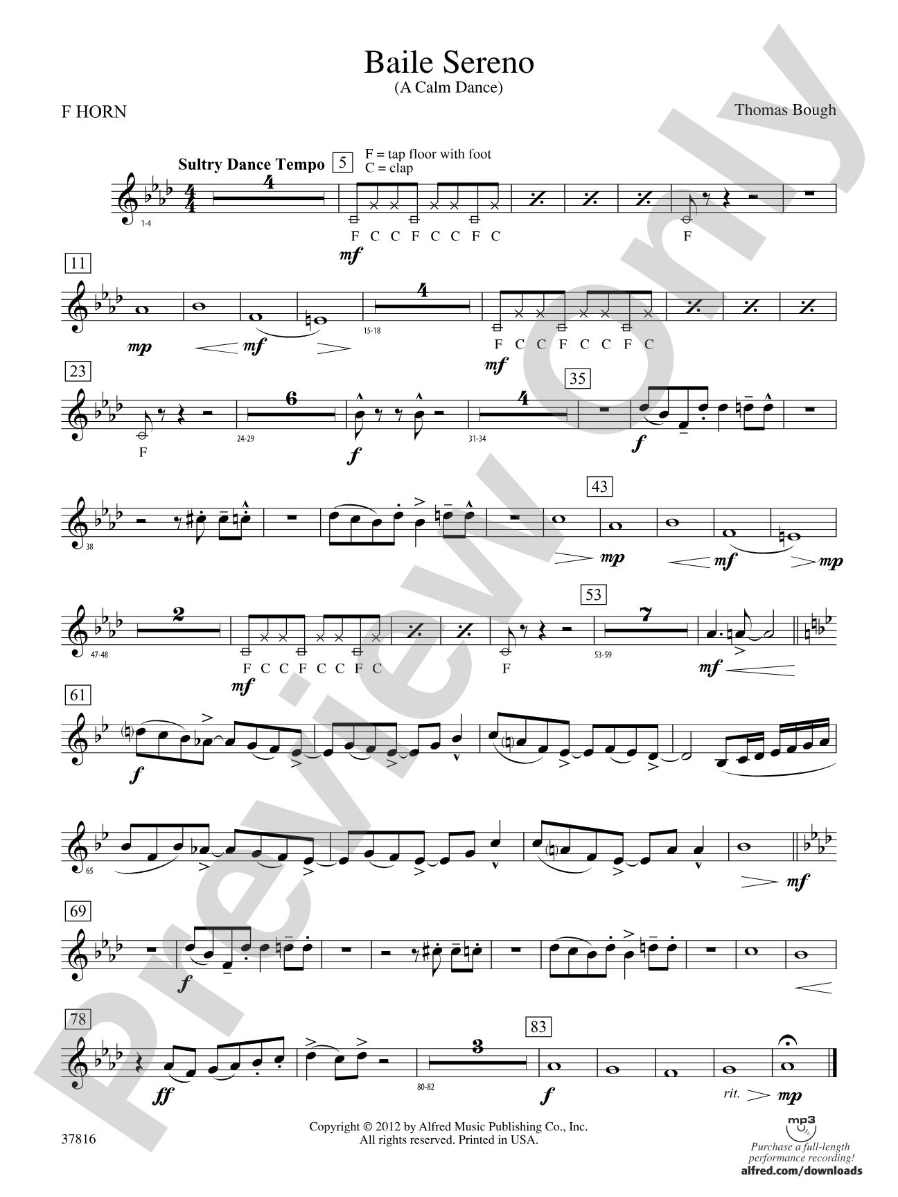 Baile Sereno: 1st F Horn