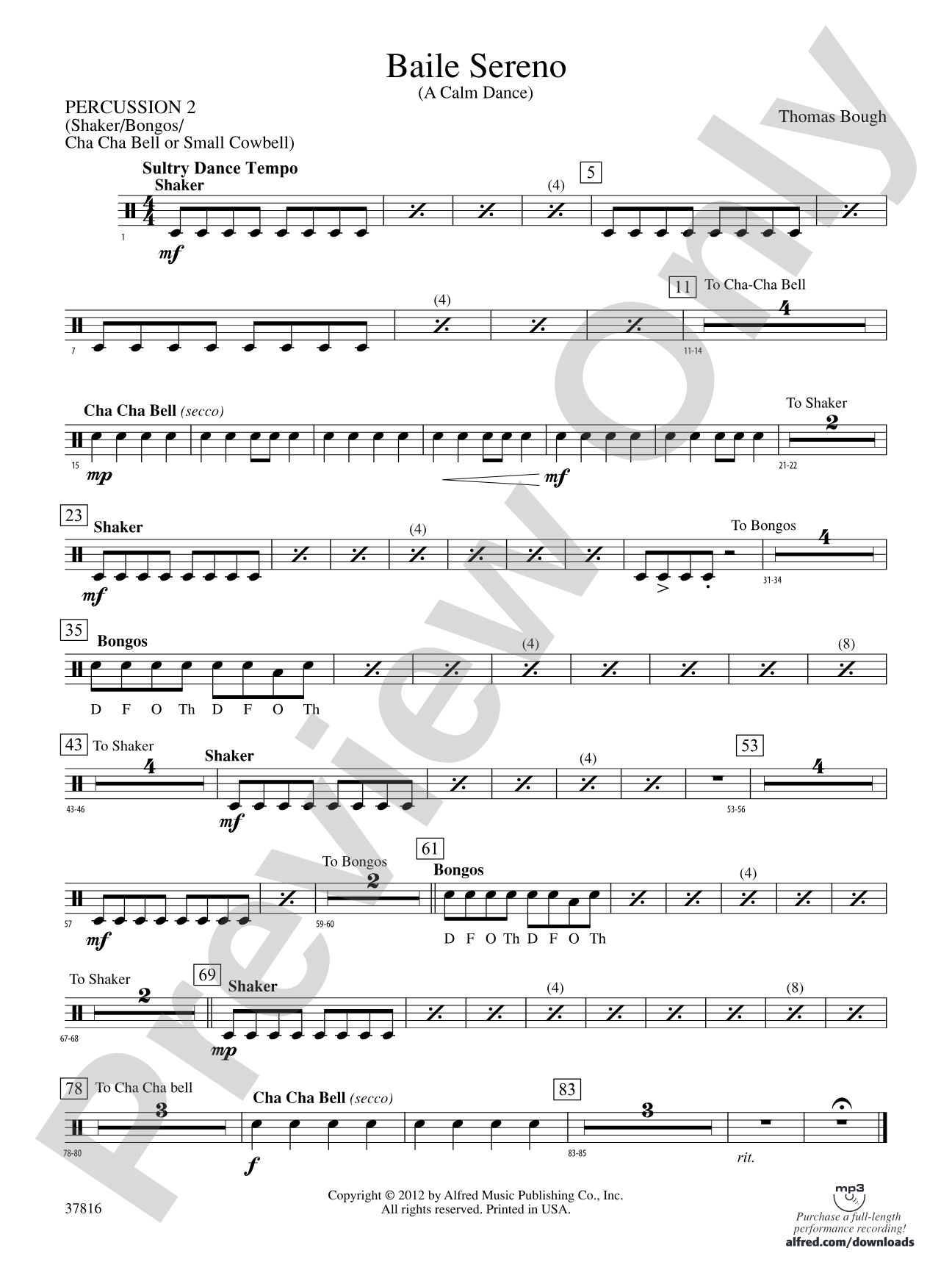 Baile Sereno: 2nd Percussion