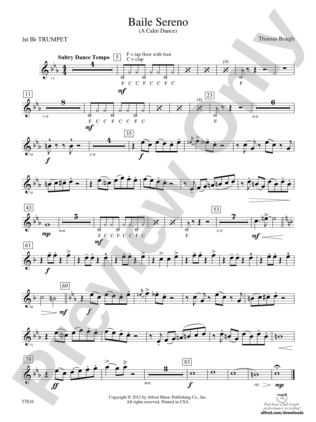 Baile Sereno: 1st B-flat Trumpet