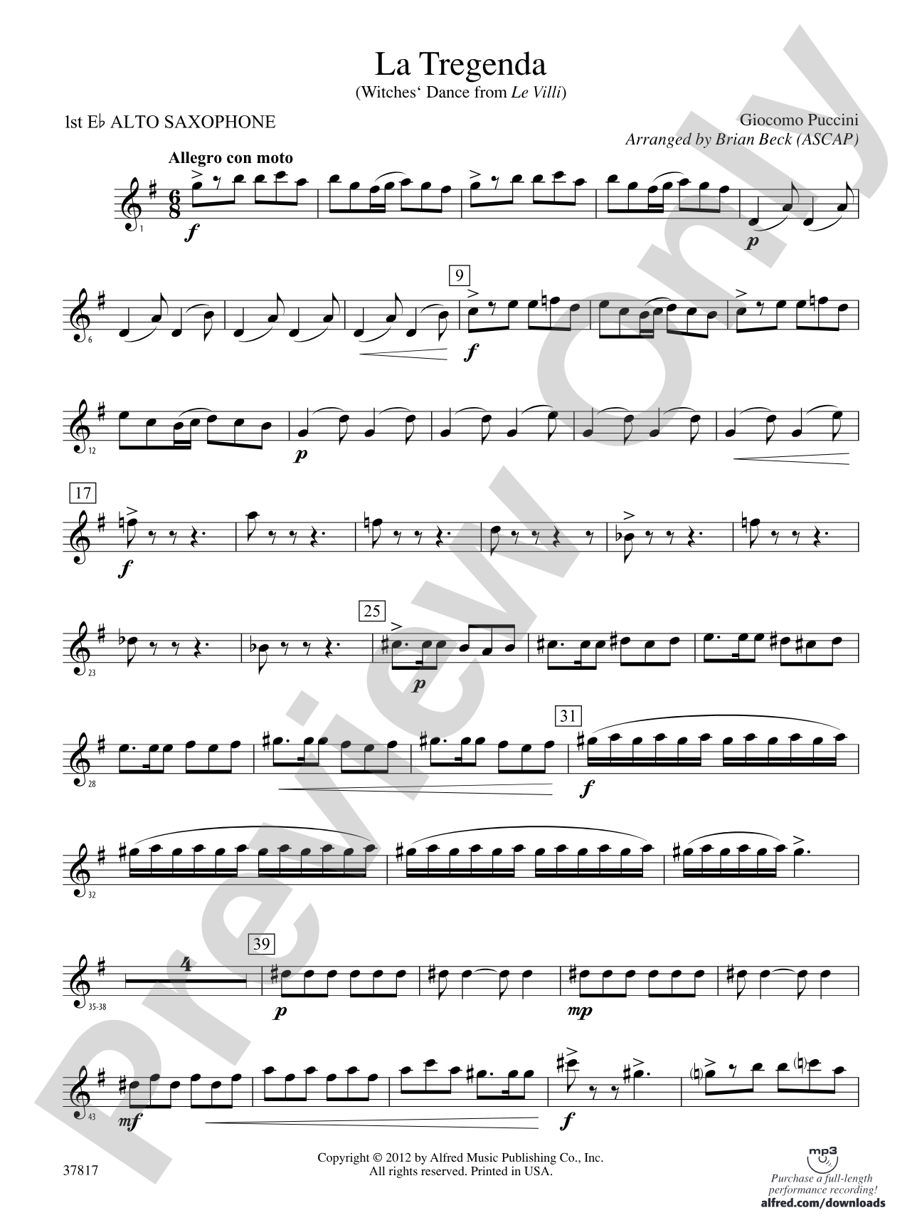La Tregenda: E-flat Alto Saxophone