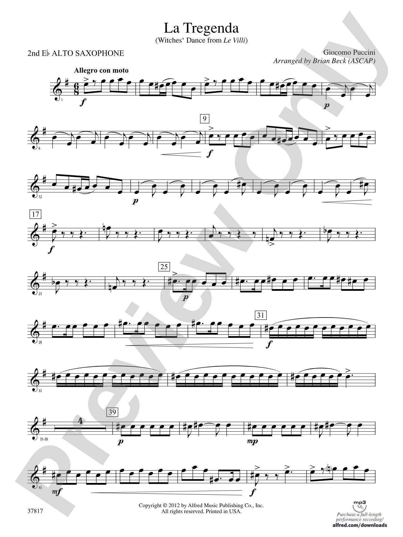 La Tregenda: 2nd E-flat Alto Saxophone
