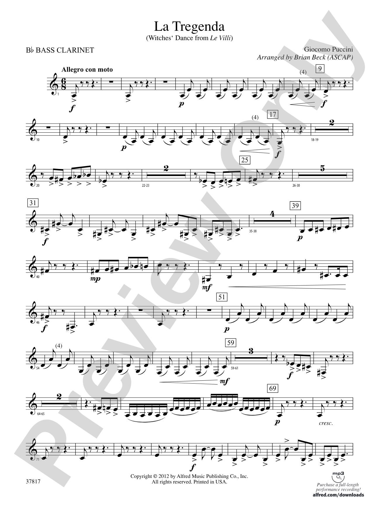 La Tregenda: B-flat Bass Clarinet