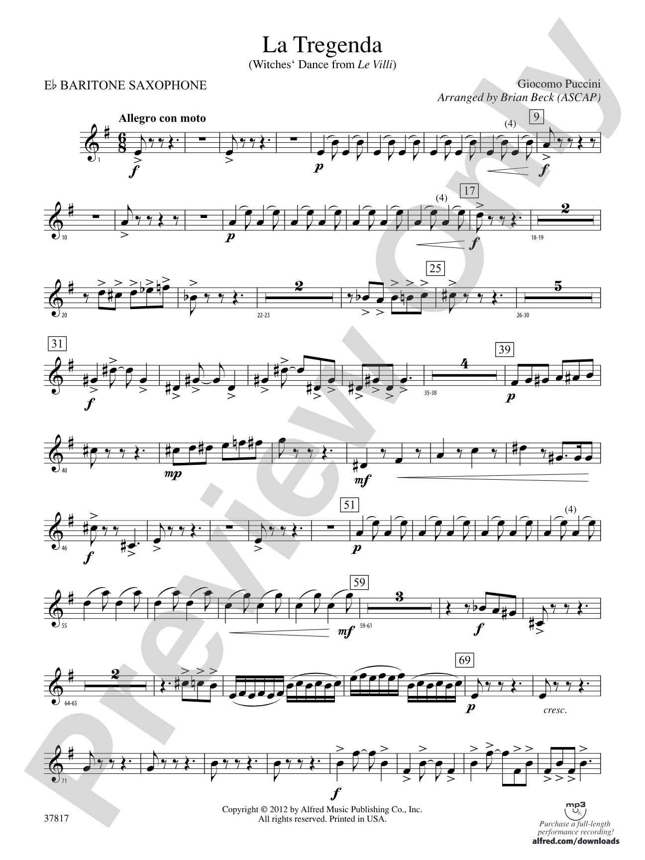 La Tregenda: E-flat Baritone Saxophone
