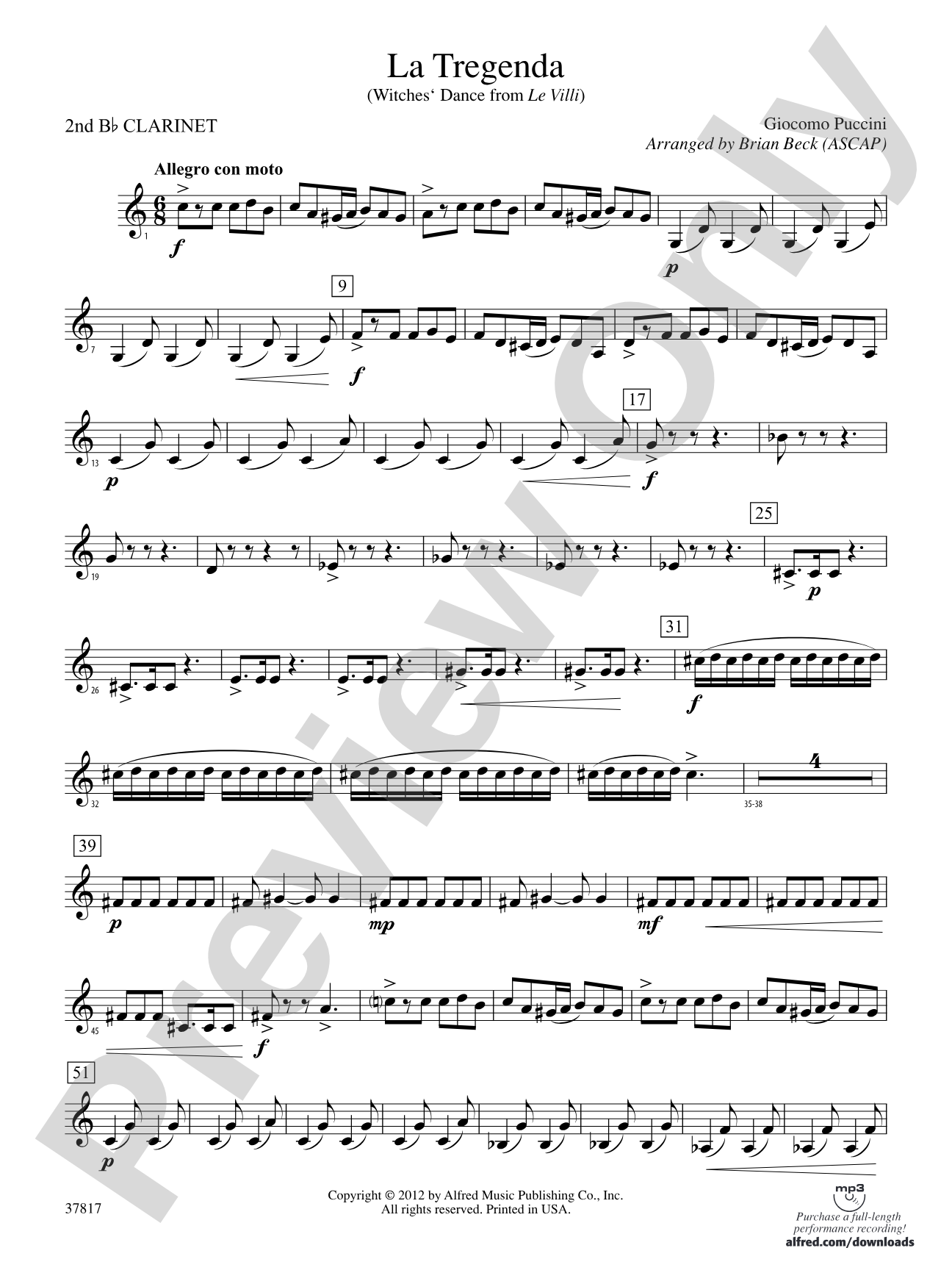 La Tregenda: 2nd B-flat Clarinet