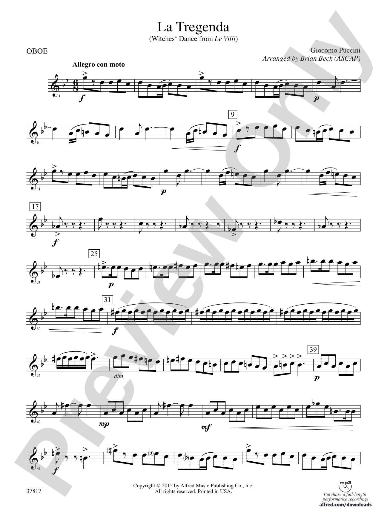 La Tregenda: Oboe