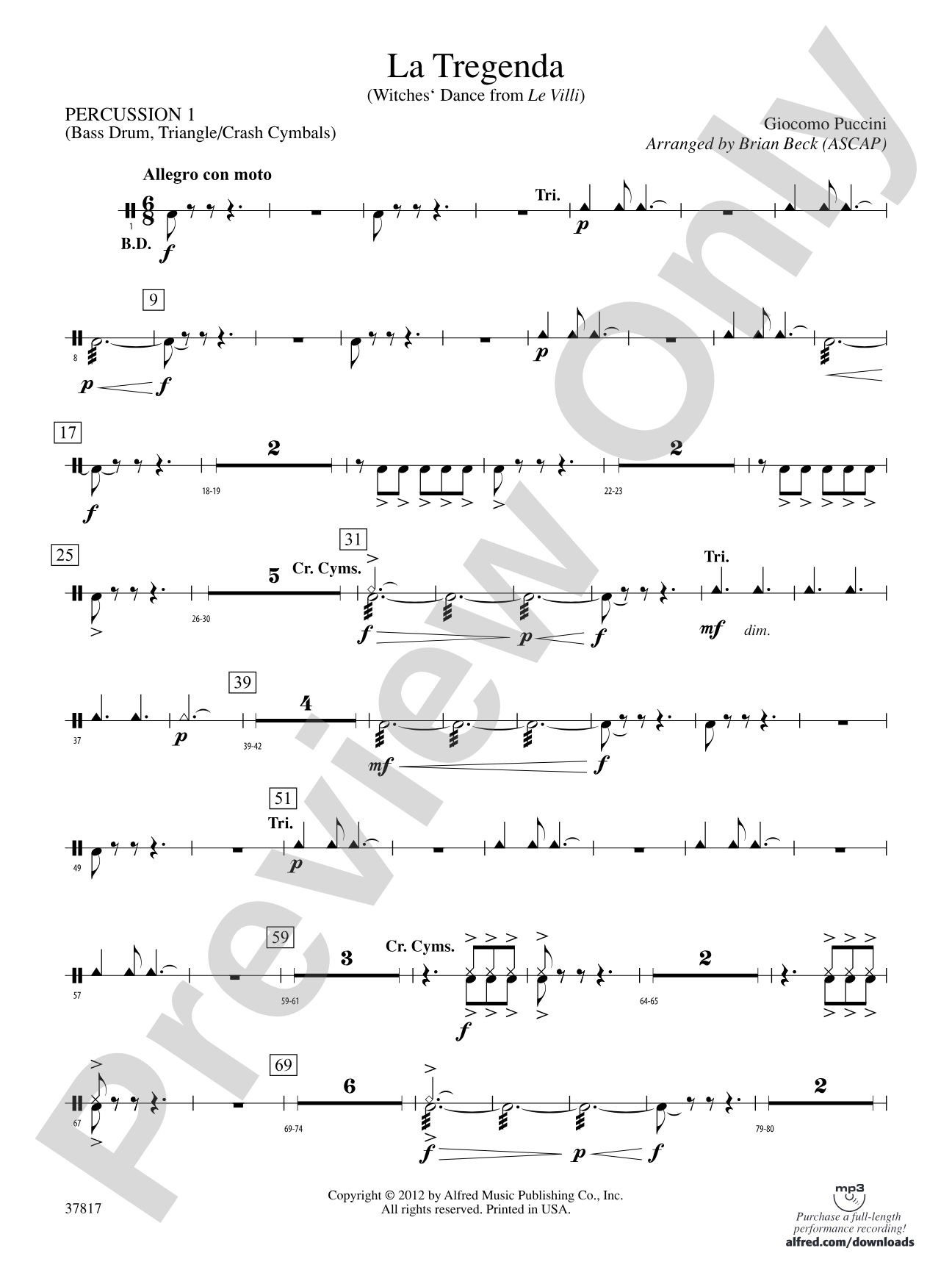 La Tregenda: 1st Percussion
