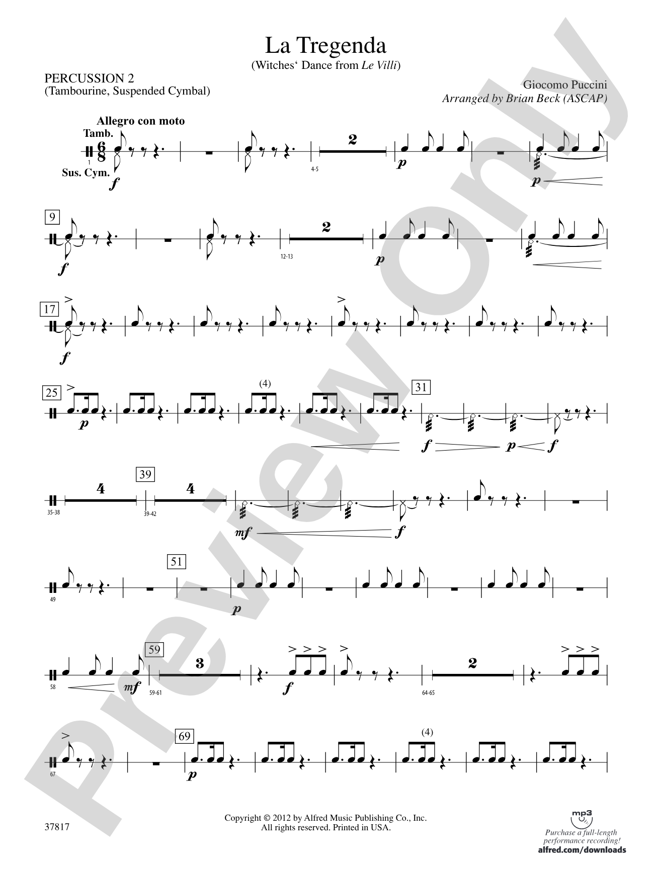 La Tregenda: 2nd Percussion