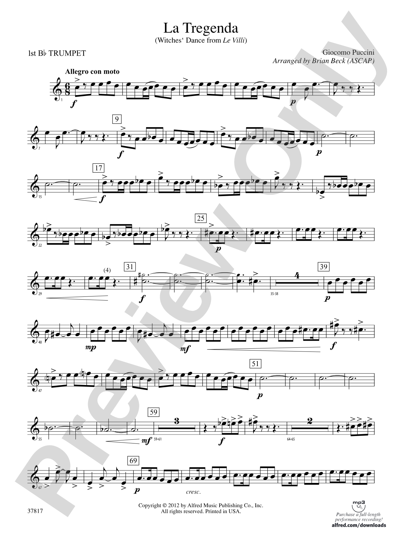 La Tregenda: 1st B-flat Trumpet