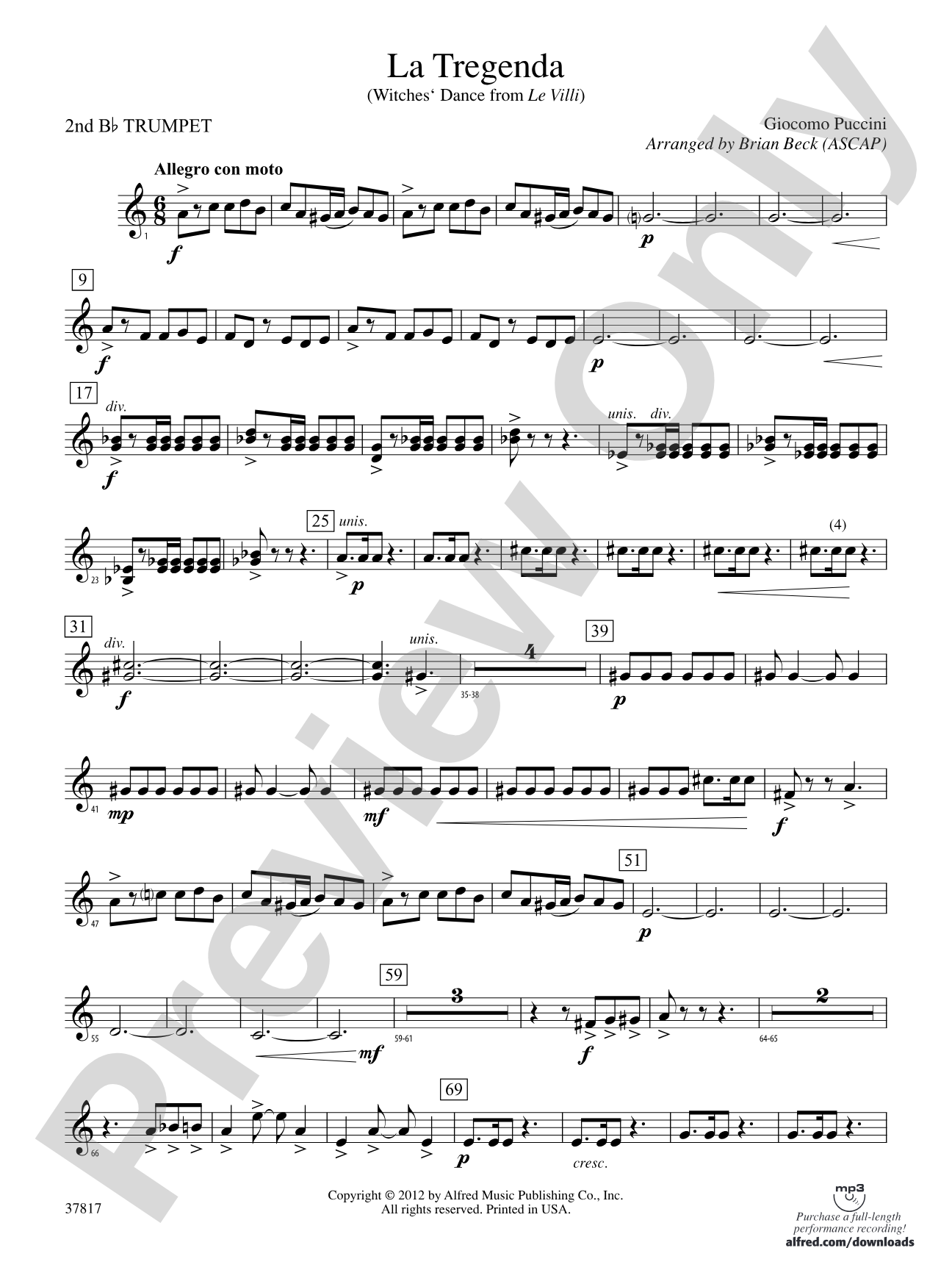 La Tregenda: 2nd B-flat Trumpet