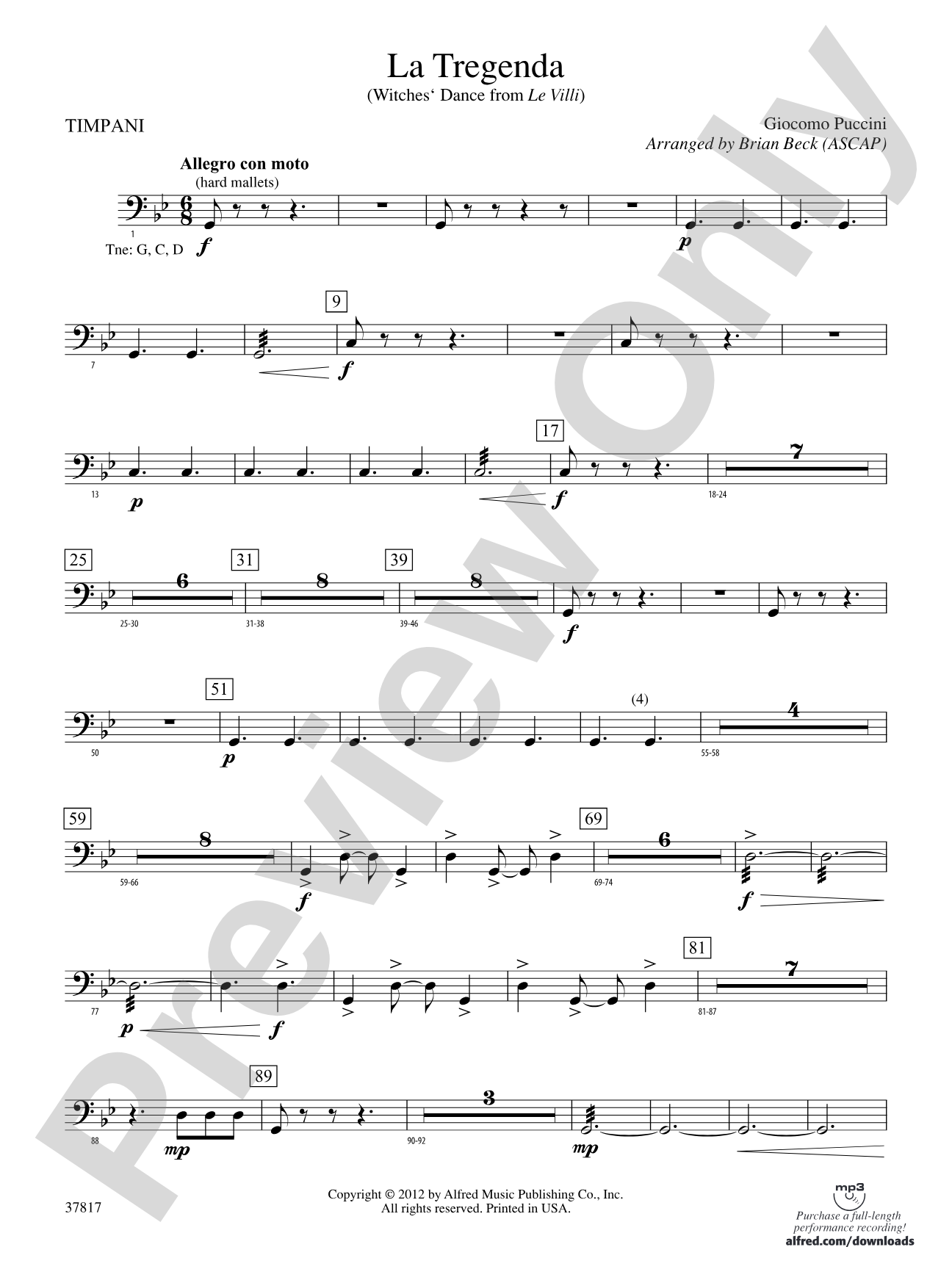 La Tregenda: Timpani